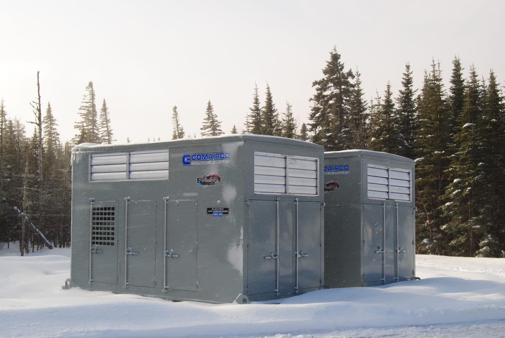 Mobile compressor room exterior solution ski station Le Massif installation rental option